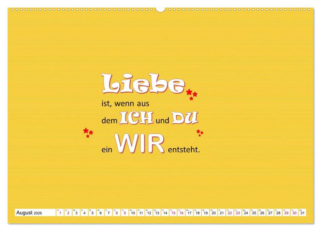 Weitere Ansicht: Zitate und Sprüche In Sachen LIEBE (Wandkalender 2026 DIN A2 quer), CALVENDO Monatskalender | Angelika Keller, Calvendo