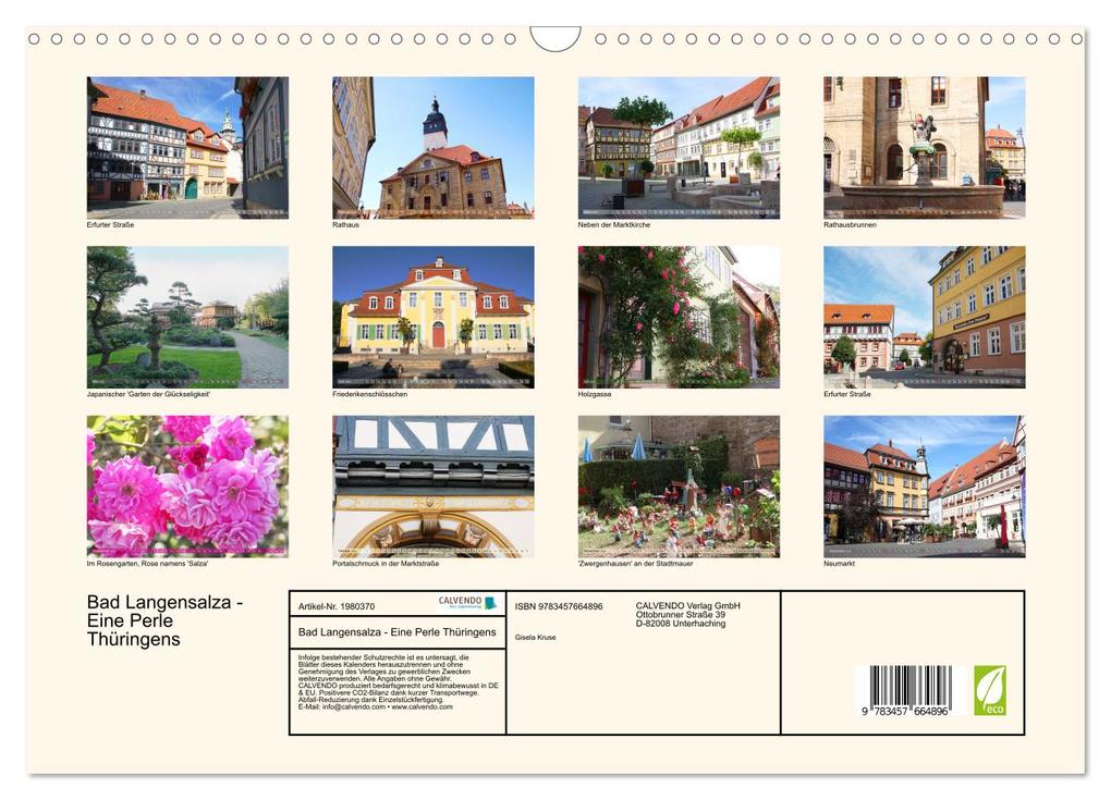 Weitere Ansicht: Bad Langensalza - Eine Perle Thüringens (Wandkalender 2026 DIN A3 quer), CALVENDO Monatskalender | Gisela Kruse, Calvendo