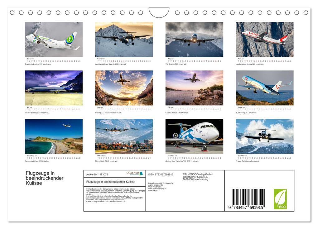 Weitere Ansicht: Flugzeuge in beeindruckender Kulisse (Wandkalender 2026 DIN A4 quer), CALVENDO Monatskalender | Danijel Jovanovic, Calvendo