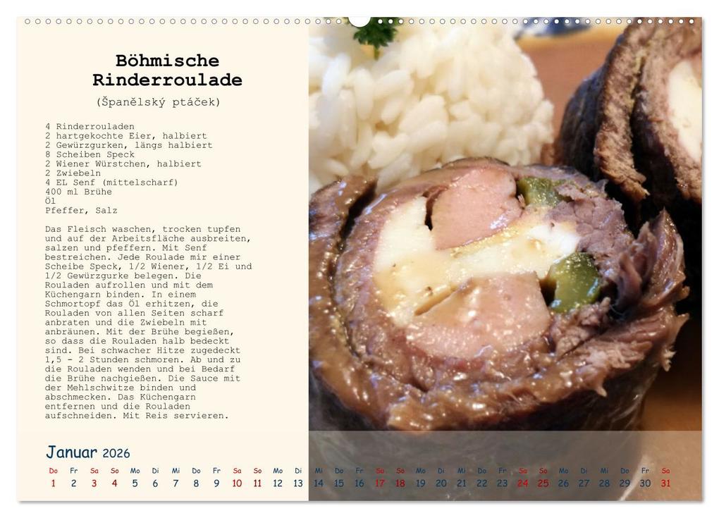 Weitere Ansicht: Böhmen - Rezepte und Klassiker aus meiner Kindheit (Wandkalender 2026 DIN A2 quer), CALVENDO Monatskalender | Dana Havlikova, Calvendo