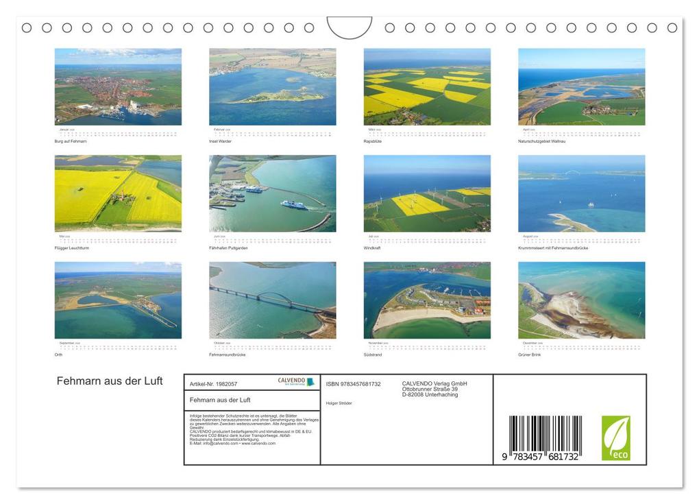 Weitere Ansicht: Fehmarn aus der Luft (Wandkalender 2026 DIN A4 quer), CALVENDO Monatskalender | Holger Ströder, Calvendo