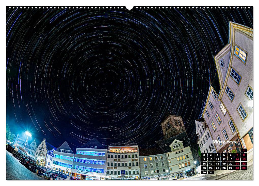 Weitere Ansicht: Sternspuren über Bad Hersfeld (hochwertiger Premium Wandkalender 2026 DIN A2 quer), Kunstdruck in Hochglanz | Steffen Sennewald, Calvendo
