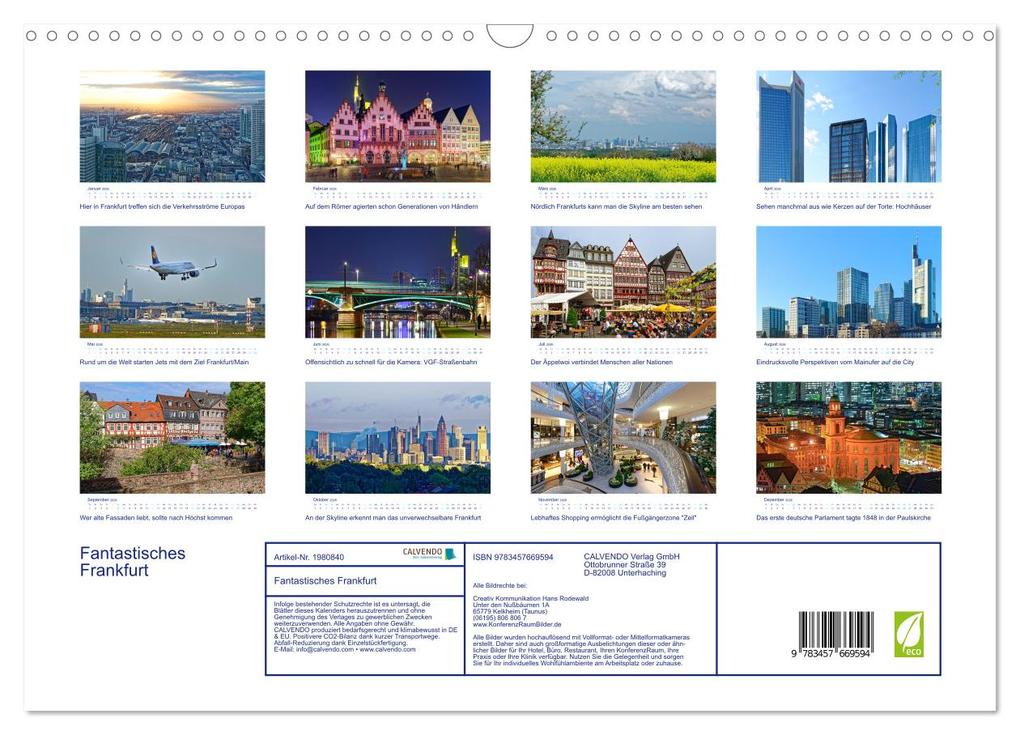 Weitere Ansicht: Fantastisches Frankfurt (Wandkalender 2026 DIN A3 quer), CALVENDO Monatskalender | Hans Rodewald CreativK.de, Calvendo