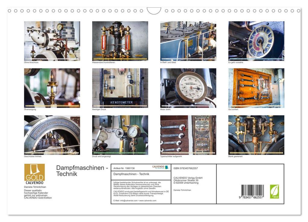 Weitere Ansicht: Dampfmaschinen - Technik (Wandkalender 2026 DIN A3 quer), CALVENDO Monatskalender | Daniela Tchinitchian, Calvendo