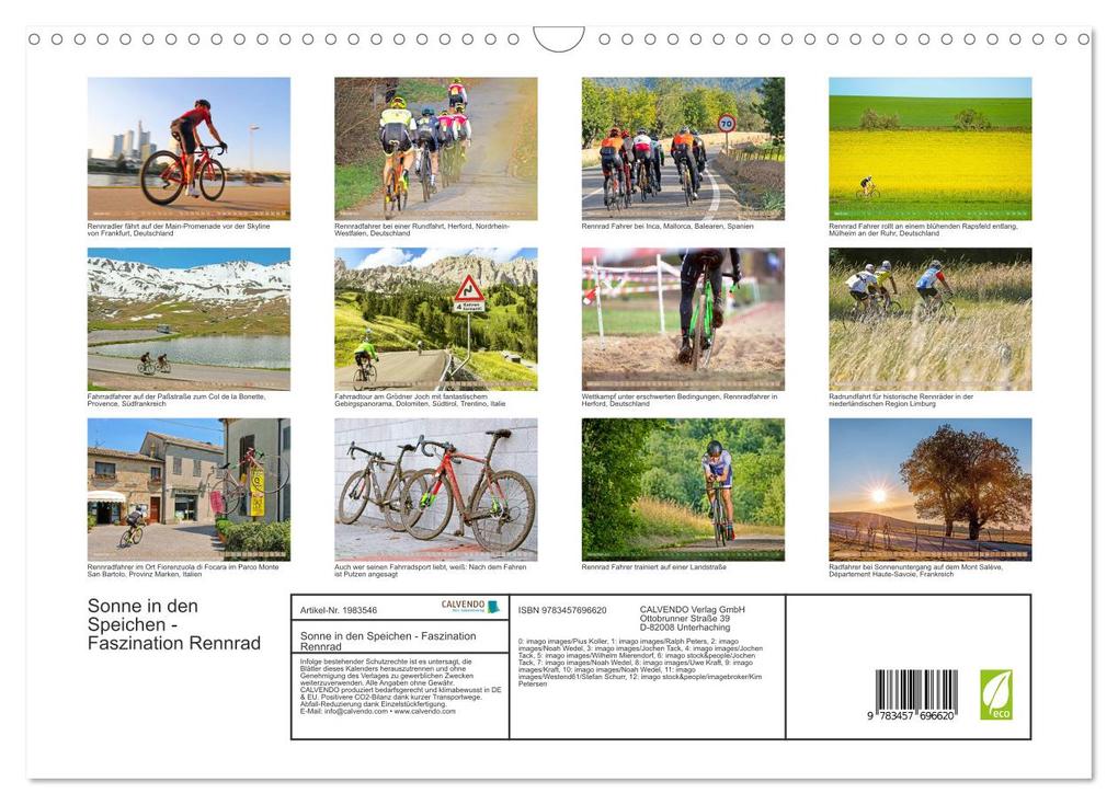 Weitere Ansicht: Sonne in den Speichen - Faszination Rennrad (Wandkalender 2026 DIN A3 quer), CALVENDO Monatskalender | Calvendo, CALVENDO CALVENDO