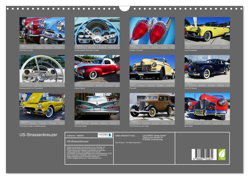 Weitere Ansicht: US-Strassenkreuzer (Wandkalender 2026 DIN A3 quer), CALVENDO Monatskalender | Calvendo, Arie Wubben - CH-8942 Oberrieden