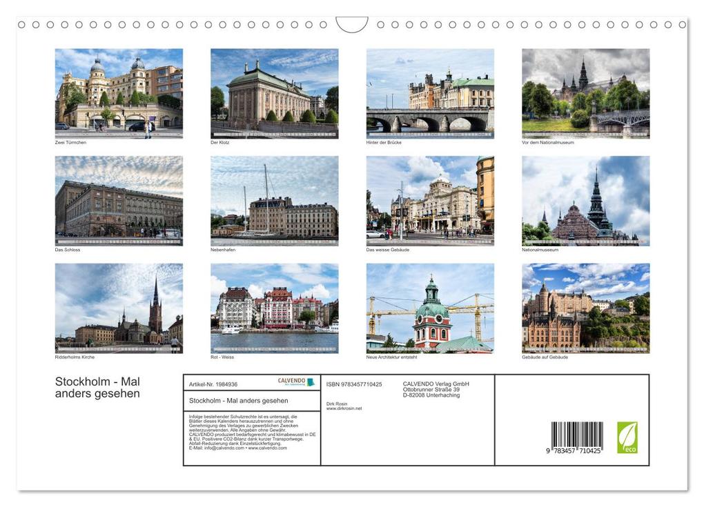 Weitere Ansicht: Stockholm - Mal anders gesehen (Wandkalender 2026 DIN A3 quer), CALVENDO Monatskalender | Calvendo, Dirk rosin