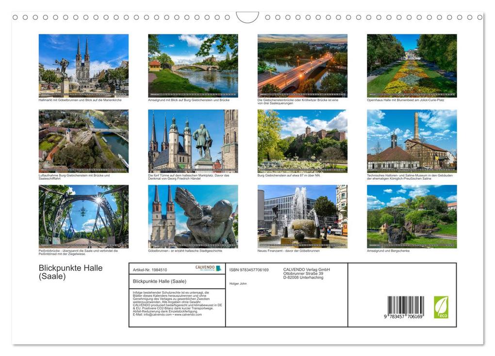 Weitere Ansicht: Blickpunkte Halle (Saale) (Wandkalender 2026 DIN A3 quer), CALVENDO Monatskalender | Calvendo, Holger John