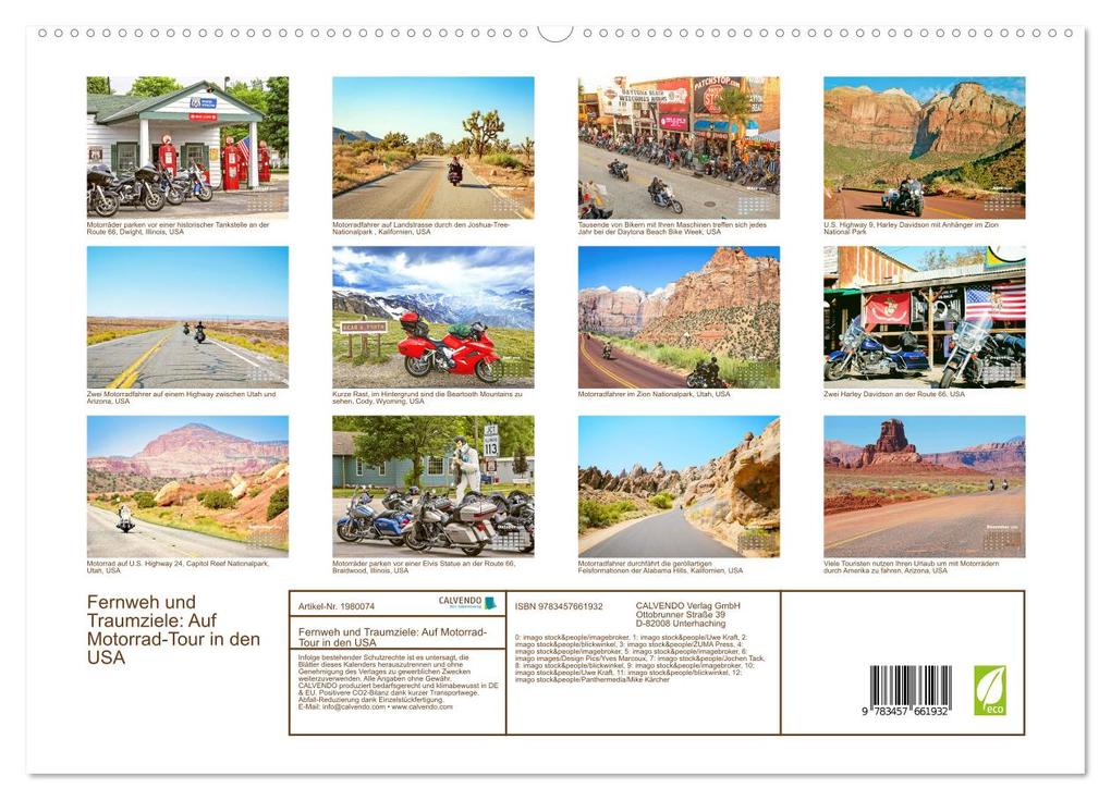 Weitere Ansicht: Fernweh und Traumziele: Auf Motorrad-Tour in den USA (hochwertiger Premium Wandkalender 2026 DIN A2 quer), Kunstdruck in Hochglanz | Calvendo, CALVENDO CALVENDO