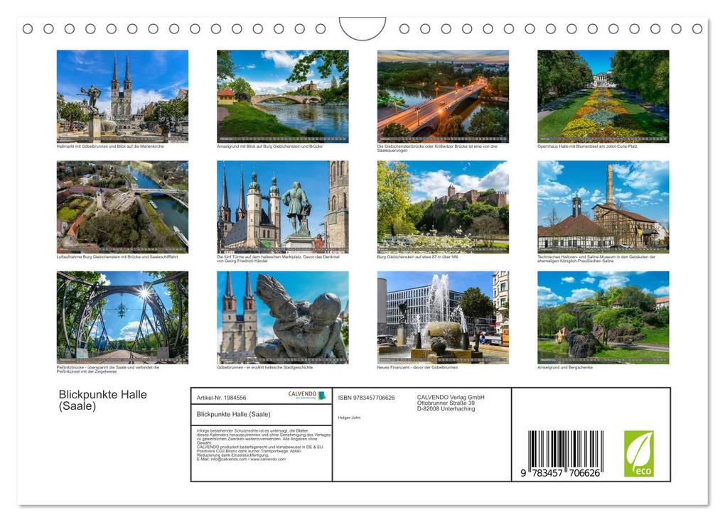 Weitere Ansicht: Blickpunkte Halle (Saale) (Wandkalender 2026 DIN A4 quer), CALVENDO Monatskalender | Calvendo, Holger John