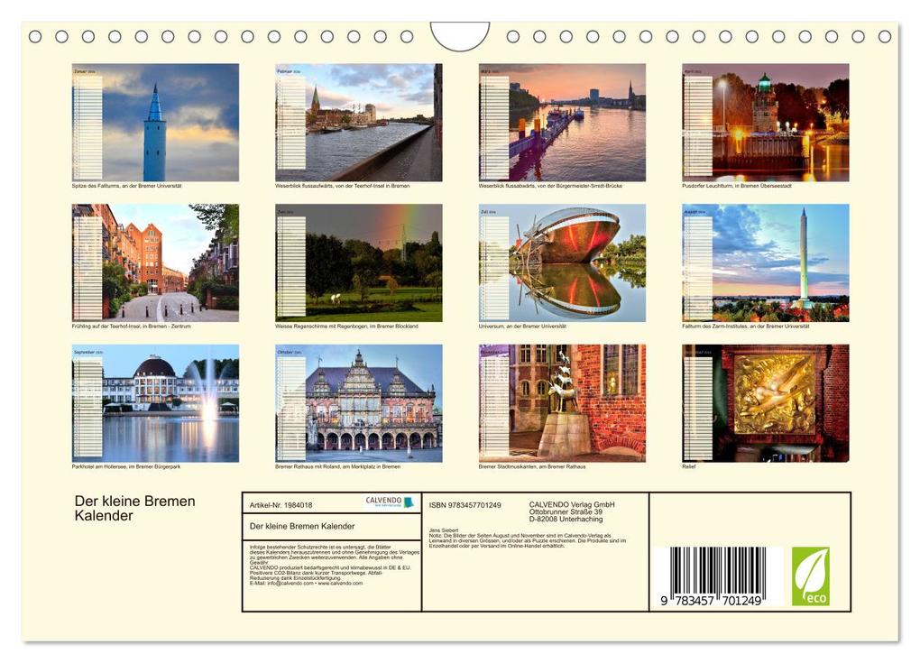 Weitere Ansicht: Der kleine Bremen Kalender (Wandkalender 2026 DIN A4 quer), CALVENDO Monatskalender | Calvendo, Jens Siebert