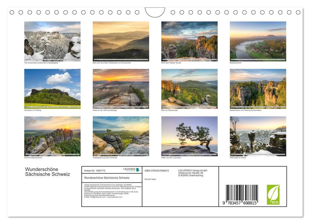 Weitere Ansicht: Wunderschöne Sächsische Schweiz (Wandkalender 2026 DIN A4 quer), CALVENDO Monatskalender | Calvendo, Michael Valjak