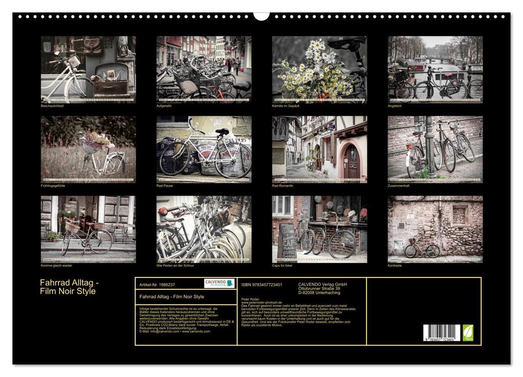Weitere Ansicht: Fahrrad Alltag - Film Noir Style (Wandkalender 2026 DIN A2 quer), CALVENDO Monatskalender | Peter Roder, Calvendo