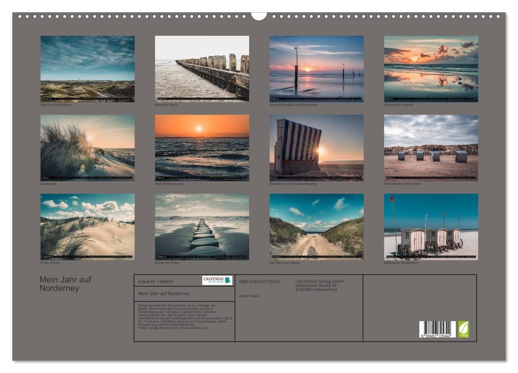 Weitere Ansicht: Mein Jahr auf Norderney (Wandkalender 2026 DIN A2 quer), CALVENDO Monatskalender | Steffen Peters, Calvendo
