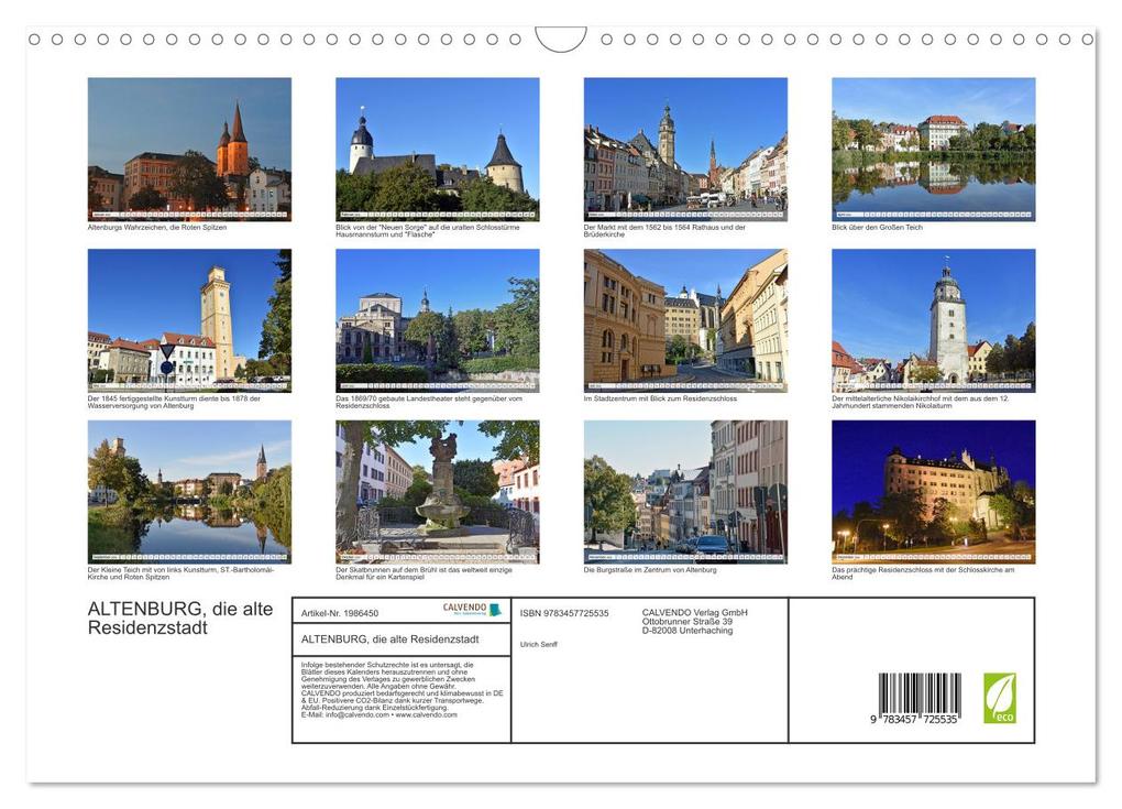 Weitere Ansicht: ALTENBURG, die alte Residenzstadt (Wandkalender 2026 DIN A3 quer), CALVENDO Monatskalender | Ulrich Senff, Calvendo