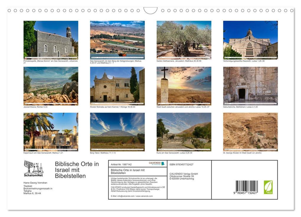 Weitere Ansicht: Biblische Orte in Israel mit Bibelstellen (Wandkalender 2026 DIN A3 quer), CALVENDO Monatskalender | Hans-Georg Vorndran, Calvendo