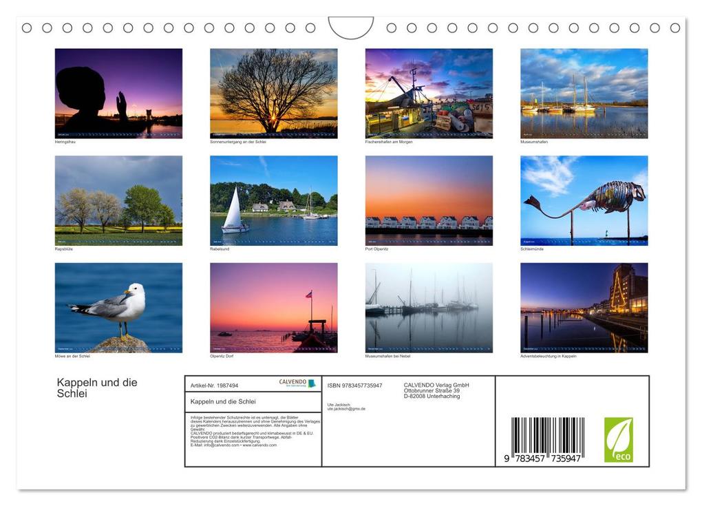 Weitere Ansicht: Kappeln und die Schlei (Wandkalender 2026 DIN A4 quer), CALVENDO Monatskalender | Ute Jackisch, Calvendo