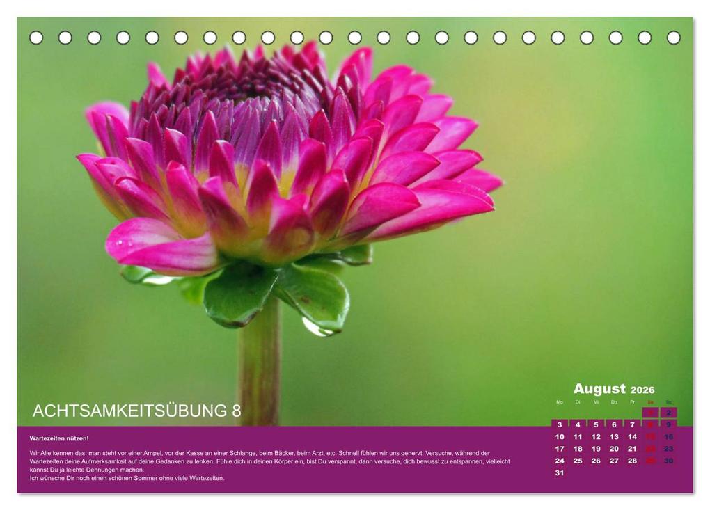 Weitere Ansicht: Achtsamkeit, 12 Übungen zu mehr Achtsamkeit. (Tischkalender 2026 DIN A5 quer), CALVENDO Monatskalender | VogtArt VogtArt, Calvendo, VogtArt