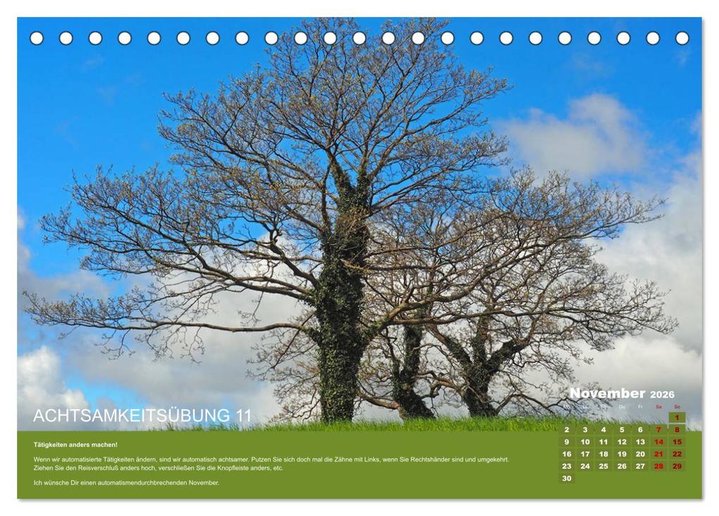 Weitere Ansicht: Achtsamkeit, 12 Übungen zu mehr Achtsamkeit. (Tischkalender 2026 DIN A5 quer), CALVENDO Monatskalender | VogtArt VogtArt, Calvendo, VogtArt