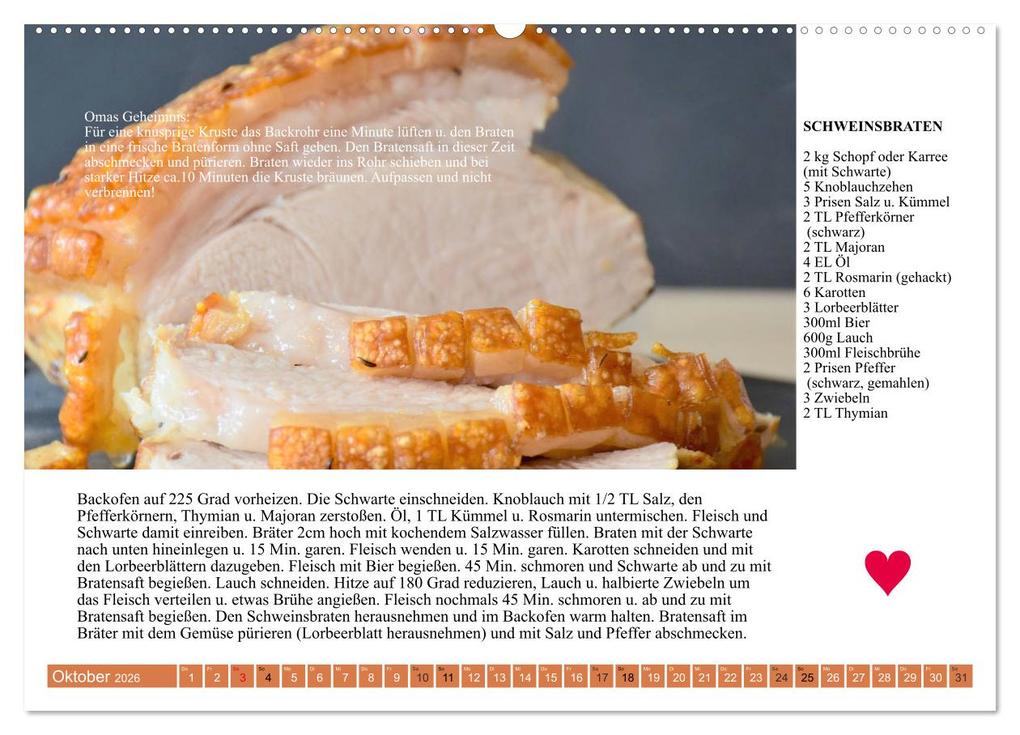 Weitere Ansicht: Österreichische Hauptgerichte. Küchenkalender mit den Klassikern! (hochwertiger Premium Wandkalender 2026 DIN A2 quer), Kunstdruck in Hochglanz | Calvendo, Rose Hurley