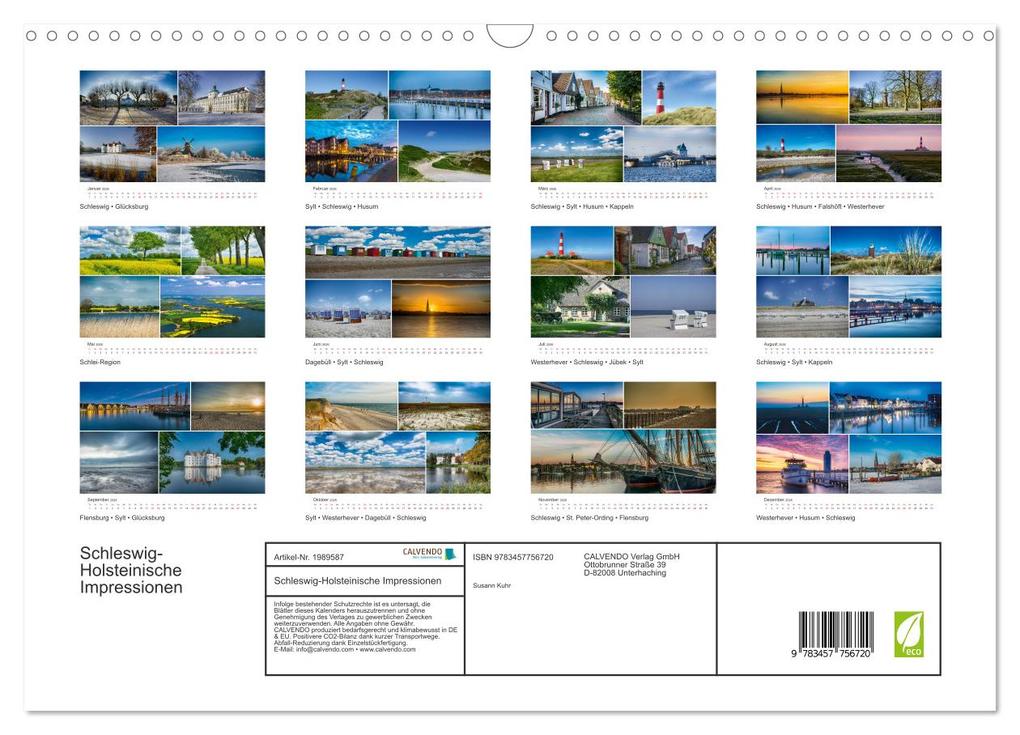 Weitere Ansicht: Schleswig-Holsteinische Impressionen (Wandkalender 2026 DIN A3 quer), CALVENDO Monatskalender | Calvendo, Susann Kuhr