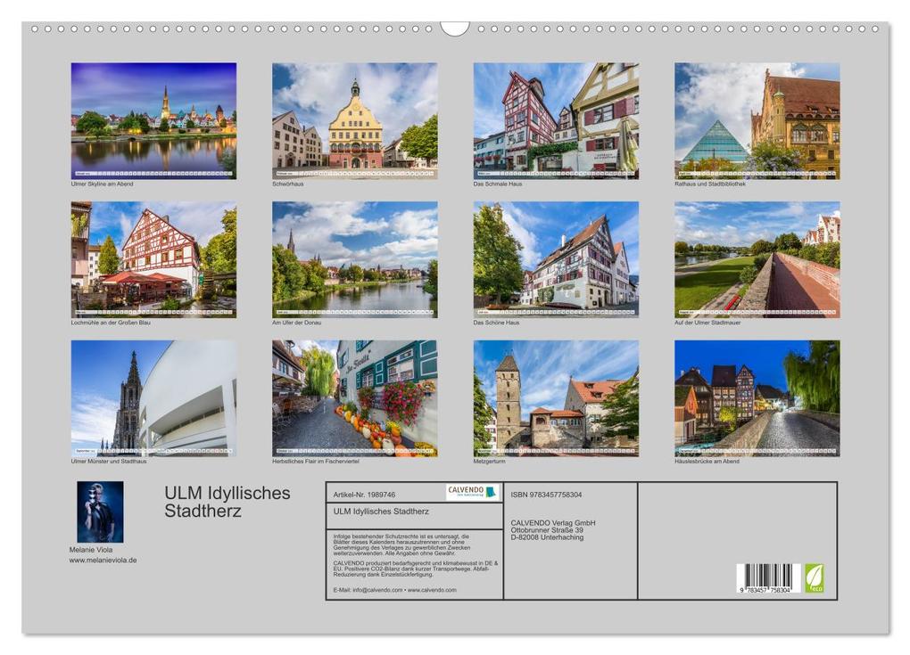 Weitere Ansicht: ULM Idyllisches Stadtherz (Wandkalender 2026 DIN A2 quer), CALVENDO Monatskalender | Calvendo, Melanie Viola