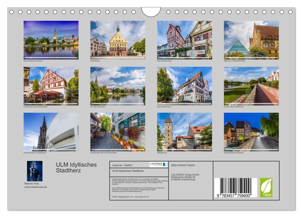 Weitere Ansicht: ULM Idyllisches Stadtherz (Wandkalender 2026 DIN A4 quer), CALVENDO Monatskalender | Calvendo, Melanie Viola