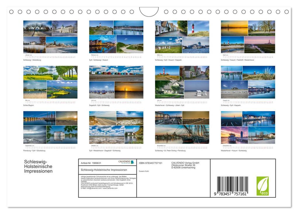 Weitere Ansicht: Schleswig-Holsteinische Impressionen (Wandkalender 2026 DIN A4 quer), CALVENDO Monatskalender | Calvendo, Susann Kuhr