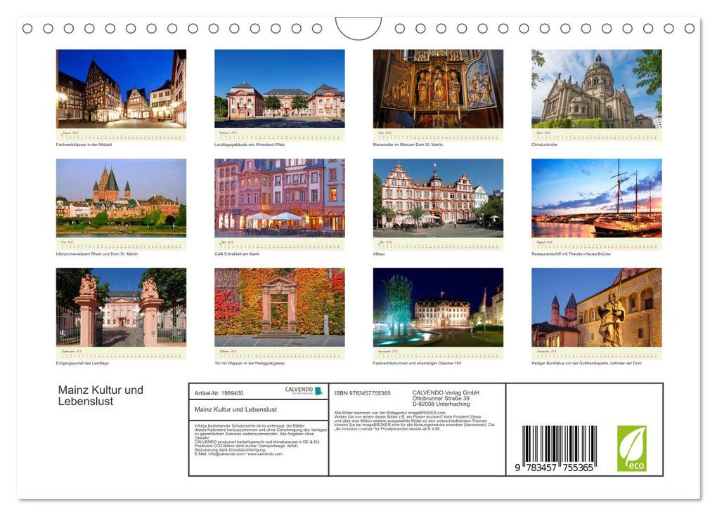 Weitere Ansicht: Mainz Kultur und Lebenslust (Wandkalender 2026 DIN A4 quer), CALVENDO Monatskalender | Calvendo, Prime Selection