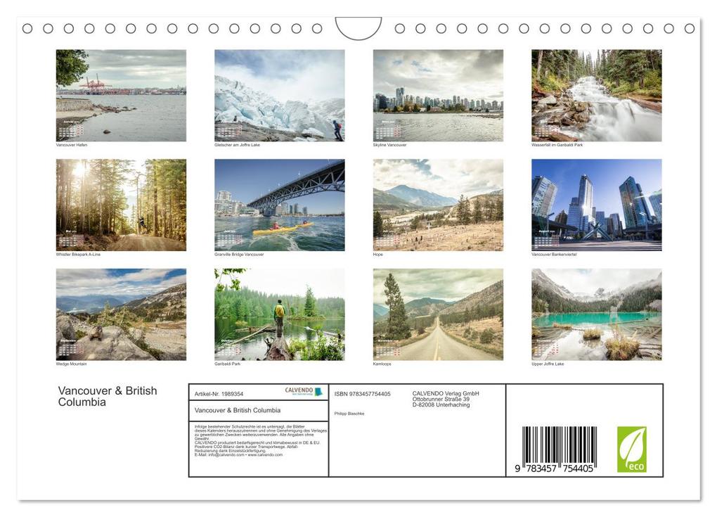 Weitere Ansicht: Vancouver & British Columbia (Wandkalender 2026 DIN A4 quer), CALVENDO Monatskalender | Calvendo, Philipp Blaschke