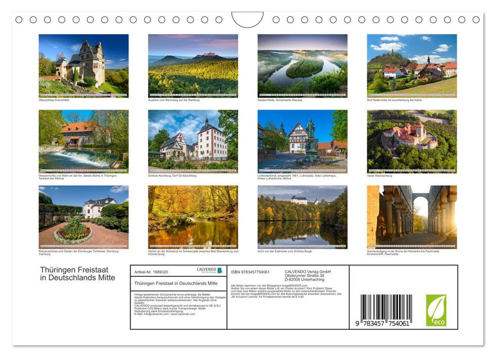 Weitere Ansicht: Thüringen Freistaat in Deutschlands Mitte (Wandkalender 2026 DIN A4 quer), CALVENDO Monatskalender | Calvendo, Prime Selection