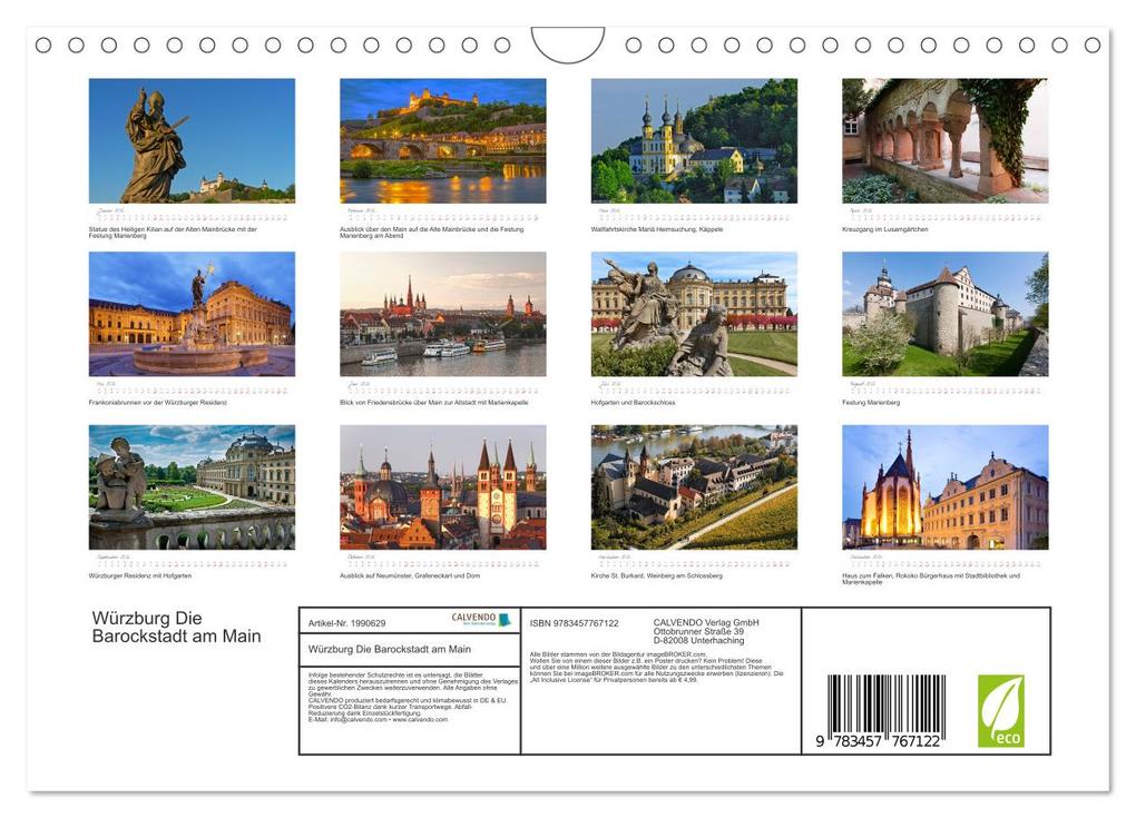 Weitere Ansicht: Würzburg Die Barockstadt am Main (Wandkalender 2026 DIN A4 quer), CALVENDO Monatskalender | Calvendo, Prime Selection