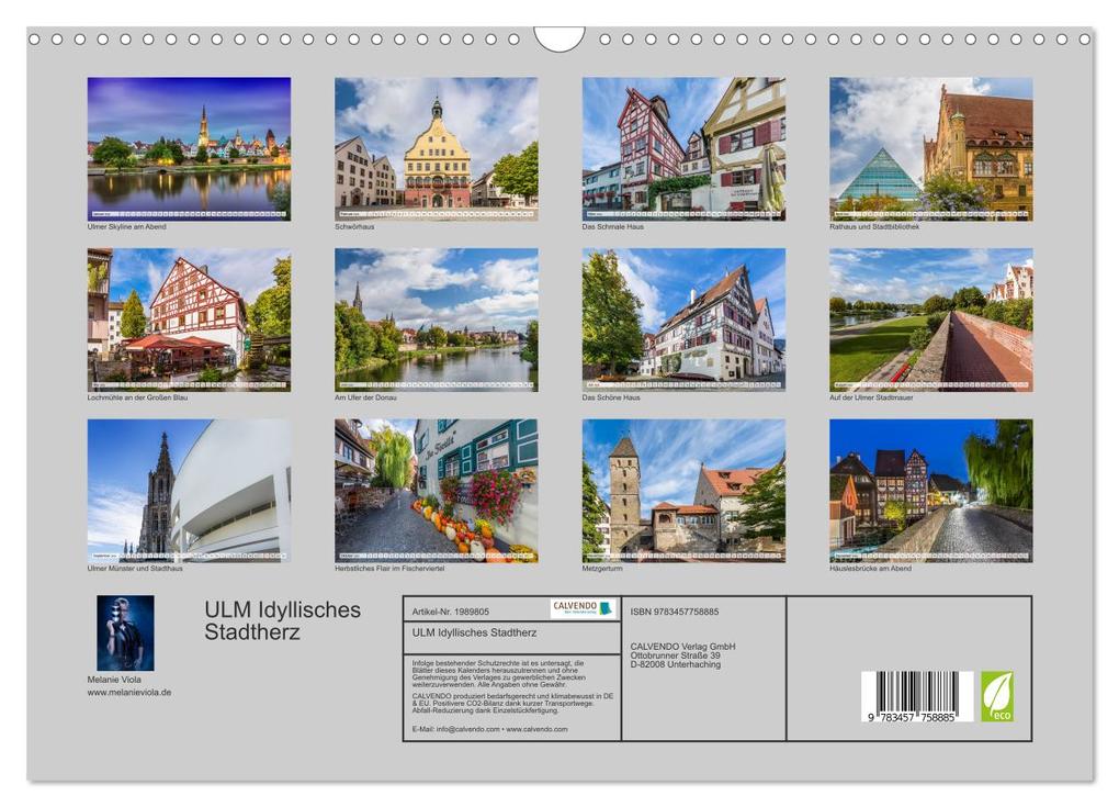 Weitere Ansicht: ULM Idyllisches Stadtherz (Wandkalender 2026 DIN A3 quer), CALVENDO Monatskalender | Calvendo, Melanie Viola