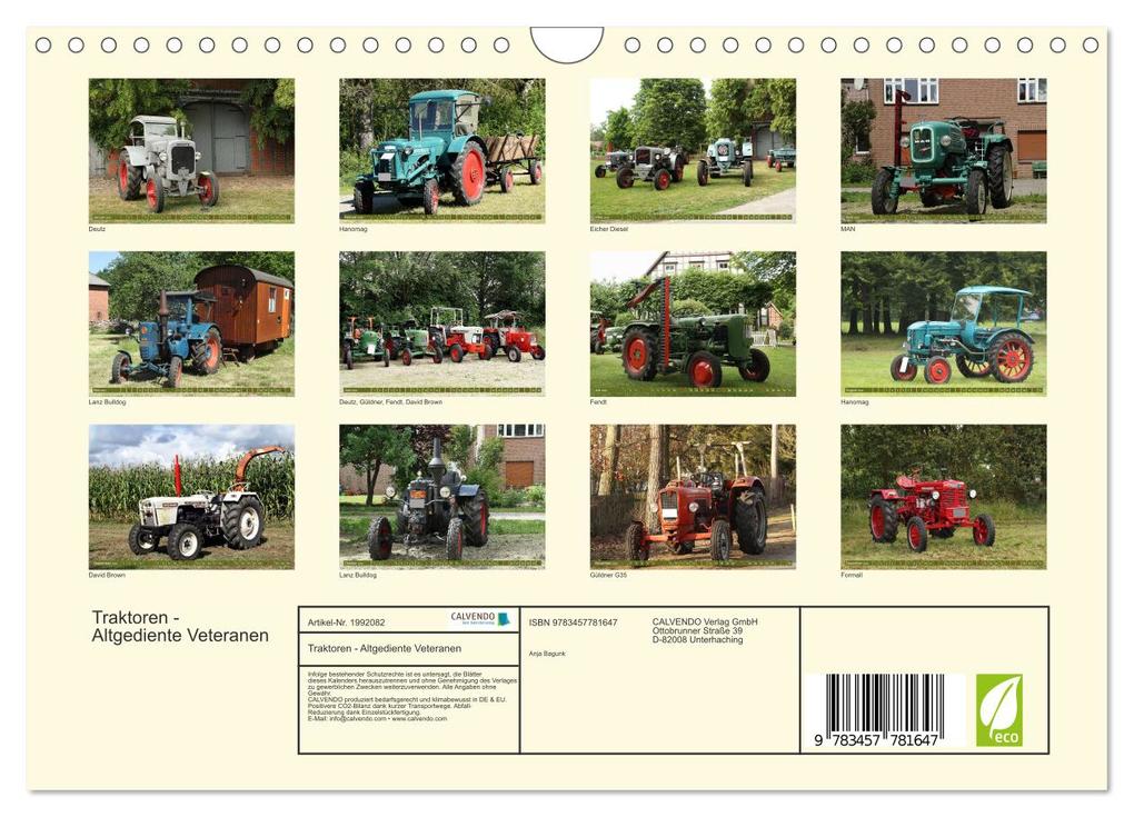 Weitere Ansicht: Traktoren - Altgediente Veteranen (Wandkalender 2026 DIN A4 quer), CALVENDO Monatskalender | Anja Bagunk, Calvendo