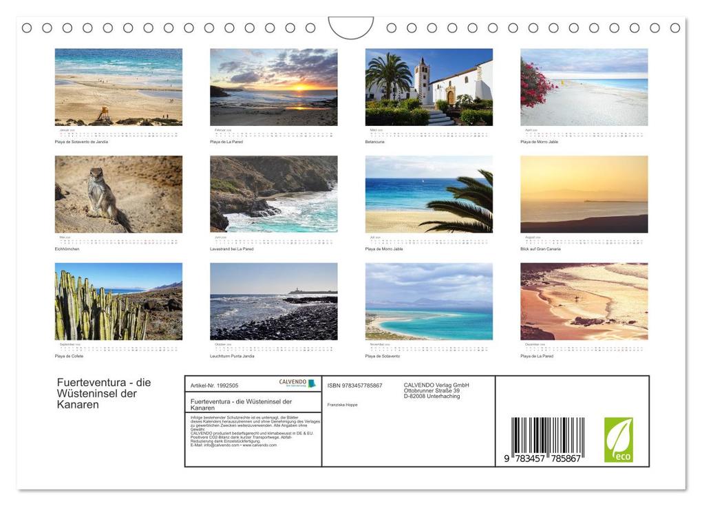 Weitere Ansicht: Fuerteventura - die Wüsteninsel der Kanaren (Wandkalender 2026 DIN A4 quer), CALVENDO Monatskalender | Franziska Hoppe, Calvendo