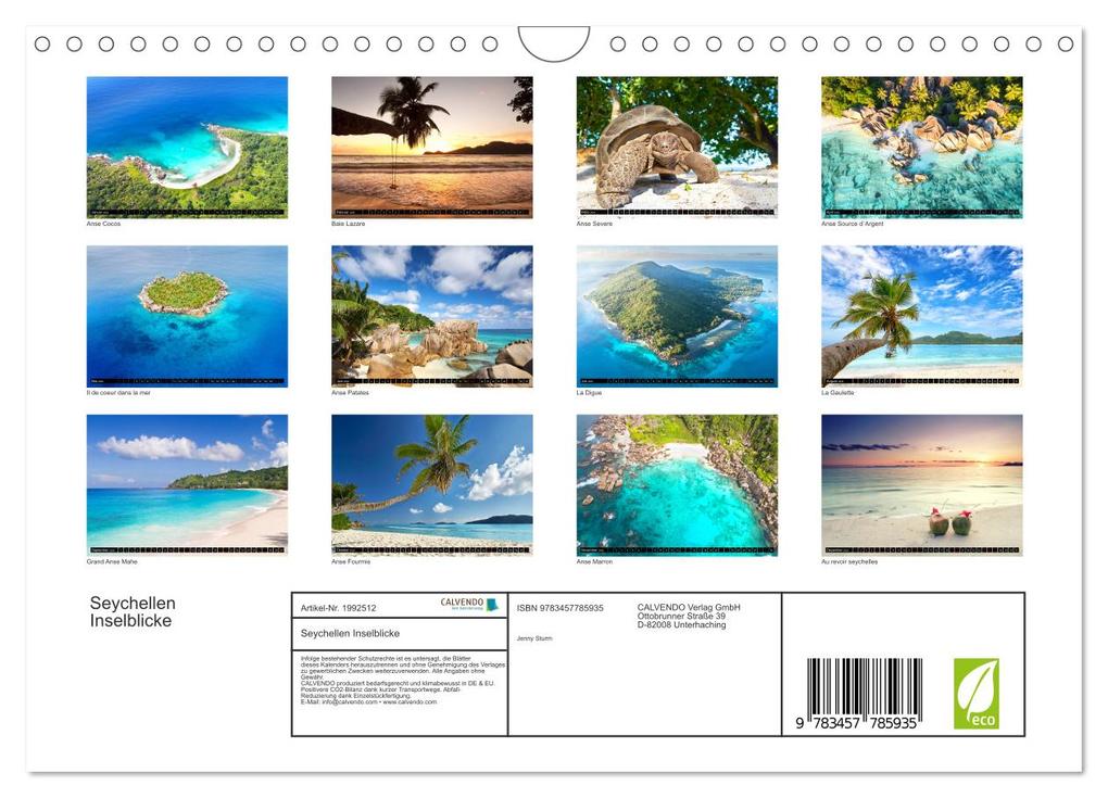 Weitere Ansicht: Seychellen Inselblicke (Wandkalender 2026 DIN A4 quer), CALVENDO Monatskalender | Jenny Sturm, Calvendo