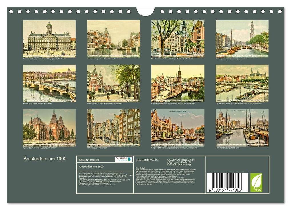 Weitere Ansicht: Amsterdam um 1900 (Wandkalender 2026 DIN A4 quer), CALVENDO Monatskalender | Jens Siebert, Calvendo