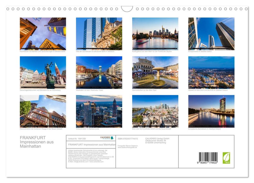 Weitere Ansicht: FRANKFURT Impressionen aus Mainhattan (Wandkalender 2026 DIN A3 quer), CALVENDO Monatskalender | Werner Dieterich, Calvendo