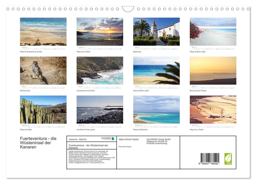Weitere Ansicht: Fuerteventura - die Wüsteninsel der Kanaren (Wandkalender 2026 DIN A3 quer), CALVENDO Monatskalender | Franziska Hoppe, Calvendo