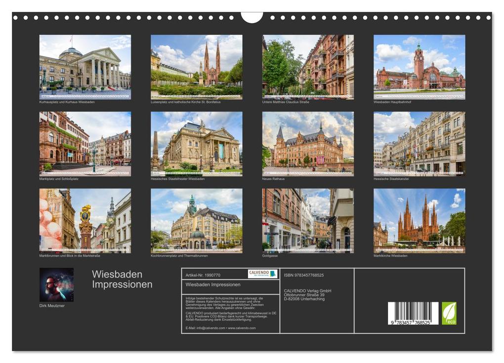 Weitere Ansicht: Wiesbaden Impressionen (Wandkalender 2026 DIN A3 quer), CALVENDO Monatskalender | Dirk Meutzner, Calvendo
