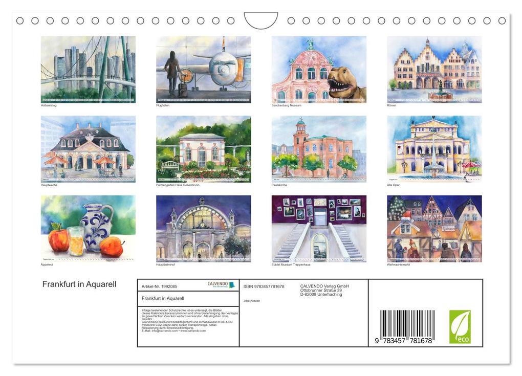 Weitere Ansicht: Frankfurt in Aquarell (Wandkalender 2026 DIN A4 quer), CALVENDO Monatskalender | Jitka Krause, Calvendo