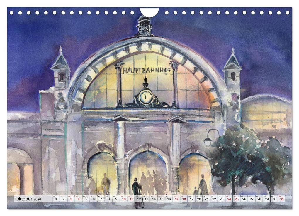 Weitere Ansicht: Frankfurt in Aquarell (Wandkalender 2026 DIN A4 quer), CALVENDO Monatskalender | Jitka Krause, Calvendo