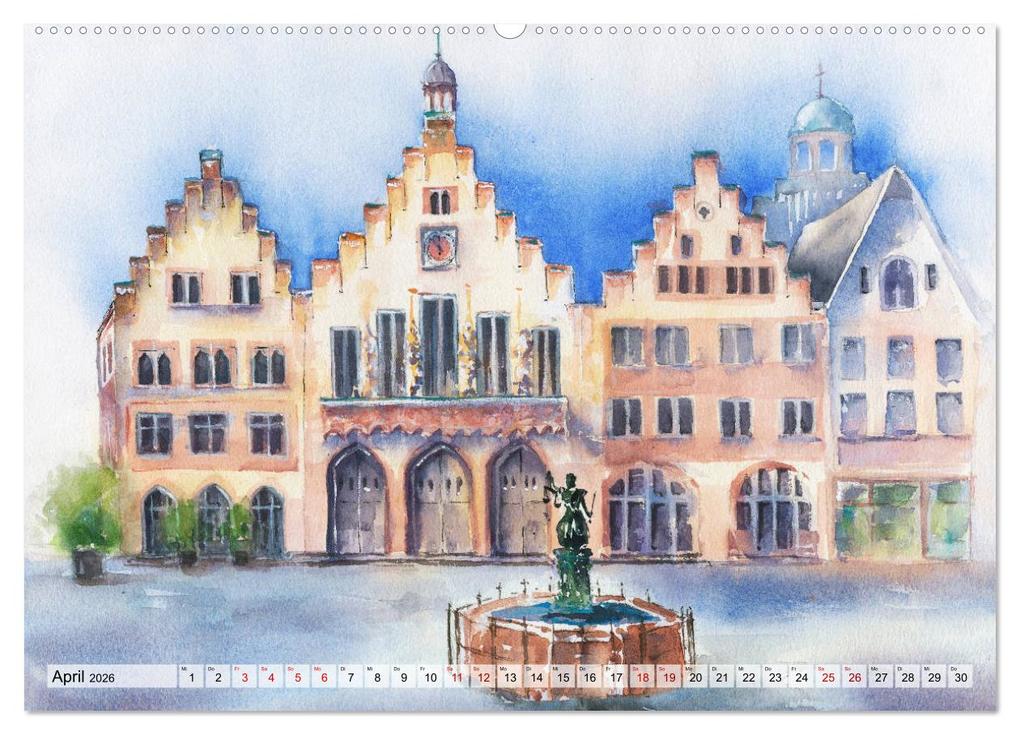 Weitere Ansicht: Frankfurt in Aquarell (Wandkalender 2026 DIN A2 quer), CALVENDO Monatskalender | Jitka Krause, Calvendo