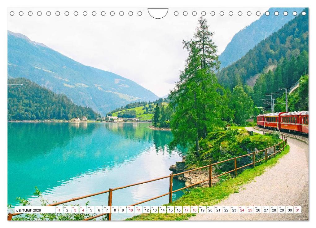 Weitere Ansicht: Rhätische Bahn - Fahrt durch die Bündner Alpen (Wandkalender 2026 DIN A4 quer), CALVENDO Monatskalender | Nina Schwarze, Calvendo