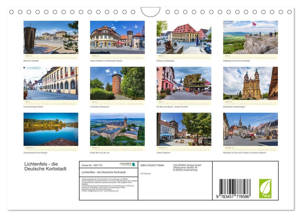Weitere Ansicht: Lichtenfels - die Deutsche Korbstadt (Wandkalender 2026 DIN A4 quer), CALVENDO Monatskalender | Val Thoermer, Calvendo