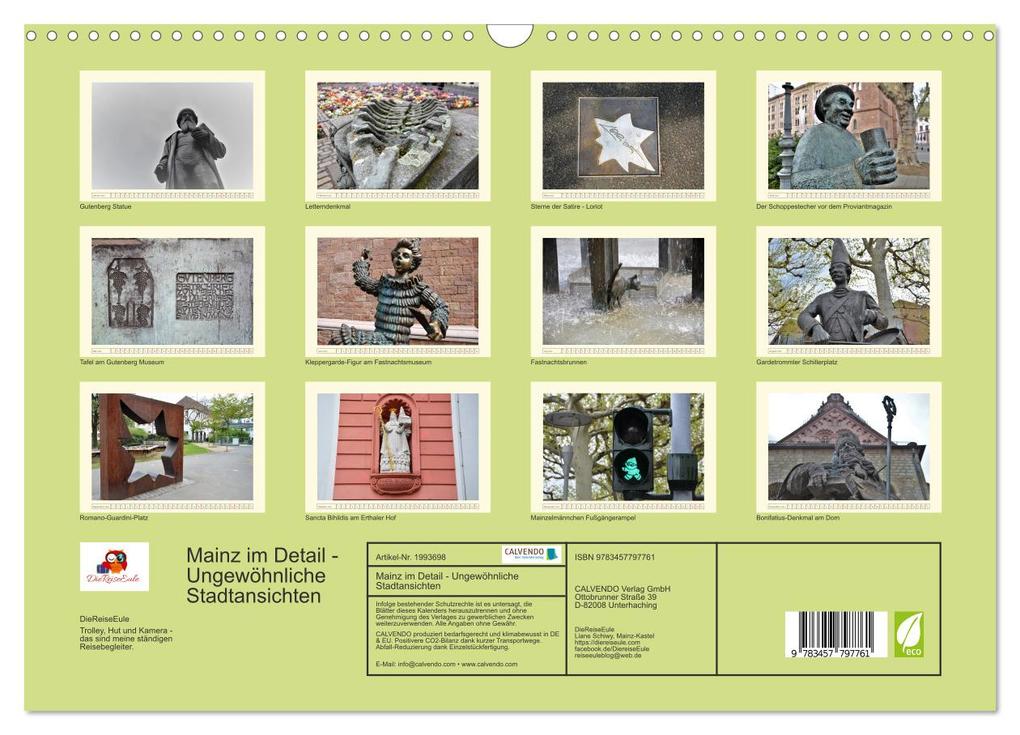 Weitere Ansicht: Mainz im Detail - Ungewöhnliche Stadtansichten (Wandkalender 2026 DIN A3 quer), CALVENDO Monatskalender | Calvendo, DieReiseEule, DieReiseEule DieReiseEule