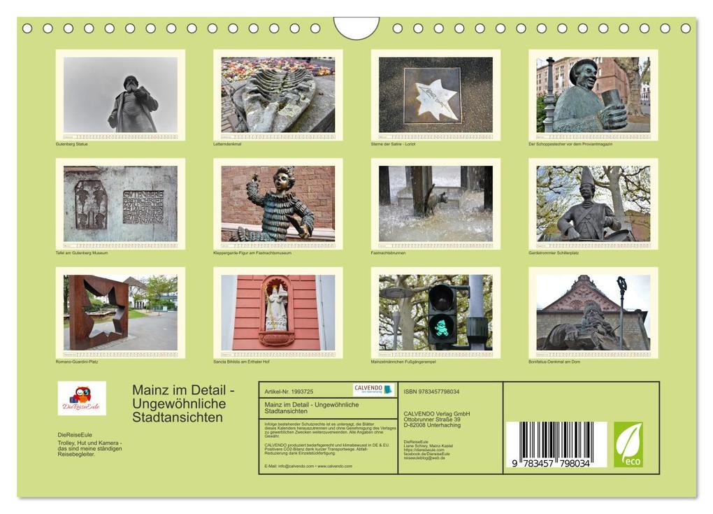 Weitere Ansicht: Mainz im Detail - Ungewöhnliche Stadtansichten (Wandkalender 2026 DIN A4 quer), CALVENDO Monatskalender | Calvendo, DieReiseEule, DieReiseEule DieReiseEule