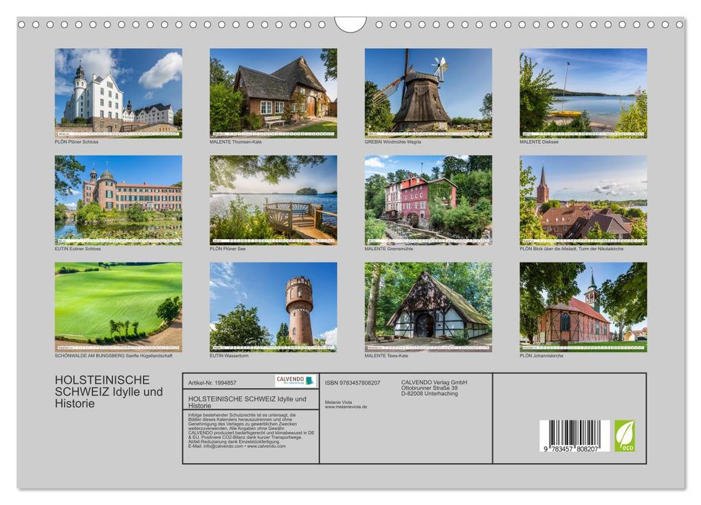 Weitere Ansicht: HOLSTEINISCHE SCHWEIZ Idylle und Historie (Wandkalender 2026 DIN A3 quer), CALVENDO Monatskalender | Melanie Viola, Calvendo