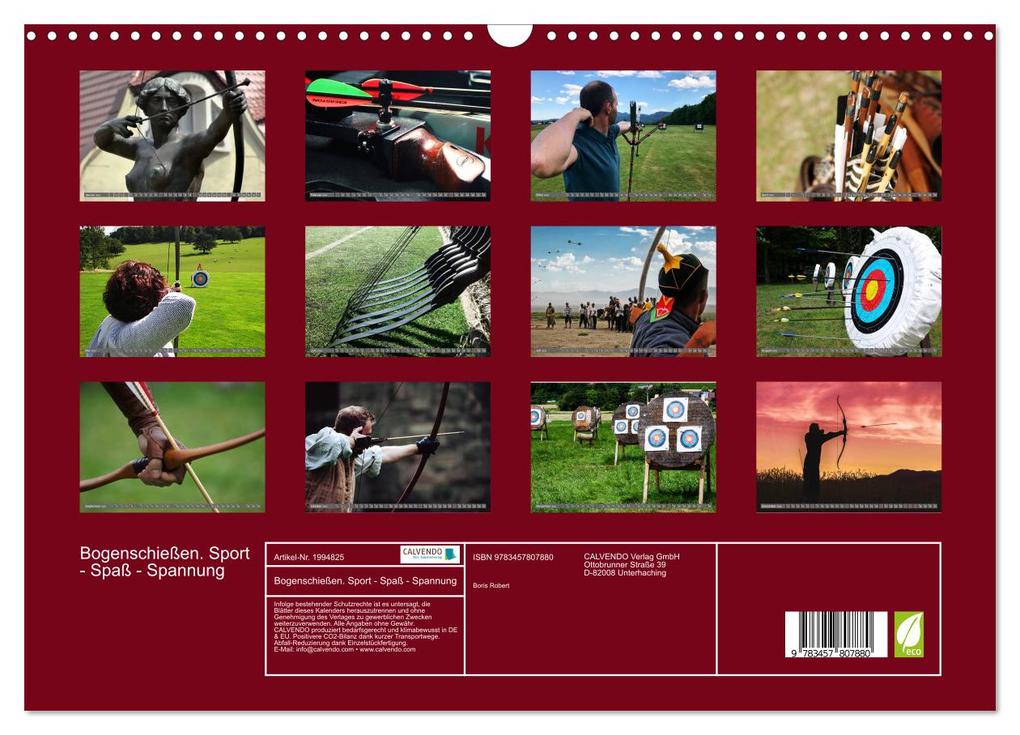 Weitere Ansicht: Bogenschießen. Sport - Spaß - Spannung (Wandkalender 2026 DIN A3 quer), CALVENDO Monatskalender | Boris Robert, Calvendo
