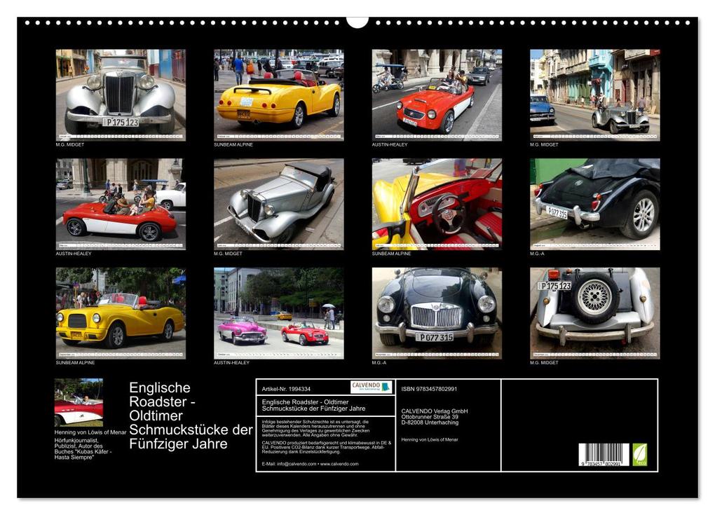 Weitere Ansicht: Englische Roadster - Oldtimer Schmuckstücke der Fünfziger Jahre (Wandkalender 2026 DIN A2 quer), CALVENDO Monatskalender | Henning von Löwis of Menar, Calvendo